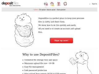 Screenshot sito: DepositFiles