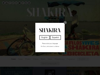 Screenshot sito: Shakira